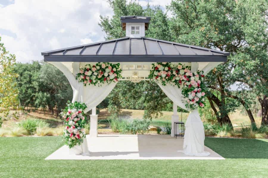 Custom-built gazebo for Kendall Point's outdoor ceremony location