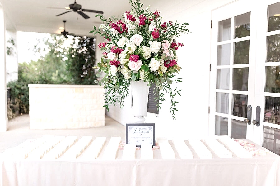 Seating assignment table for a Kendall Point wedding.