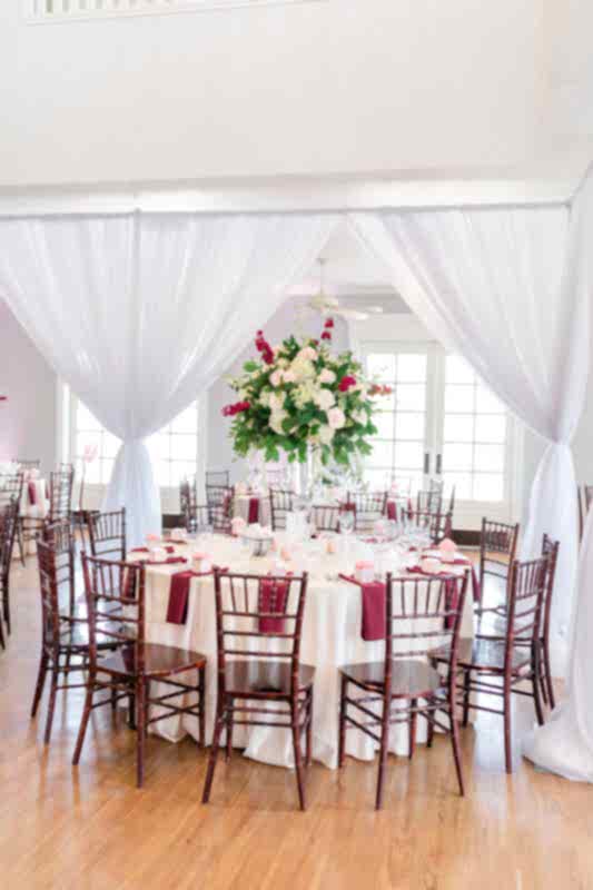 Pink and red themed wedding reception at Kendall Point.