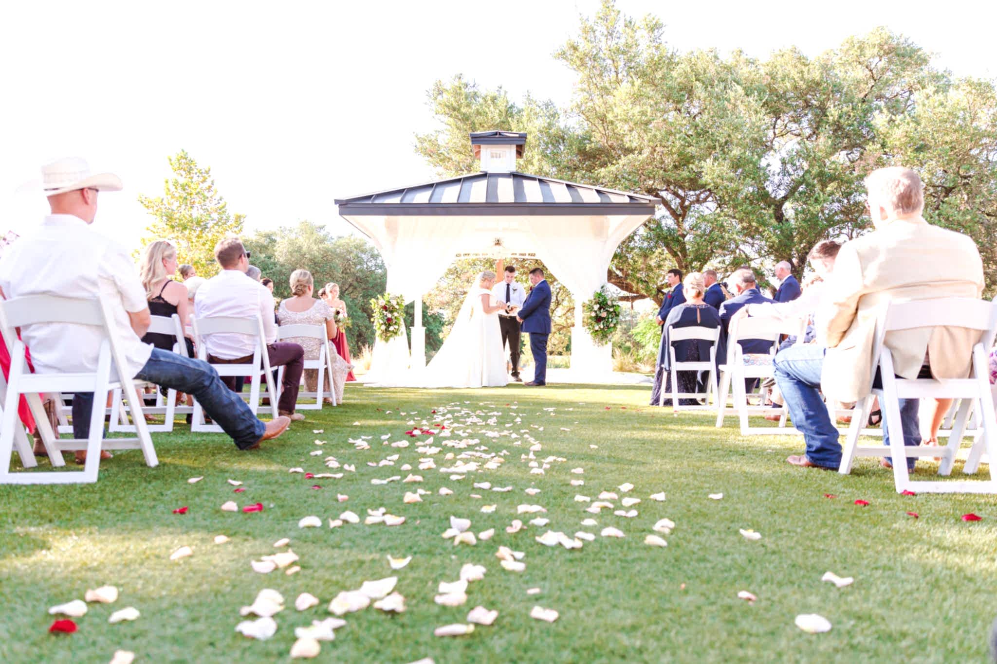 Outdoor gazebo wedding ceremony location at Kendall Point