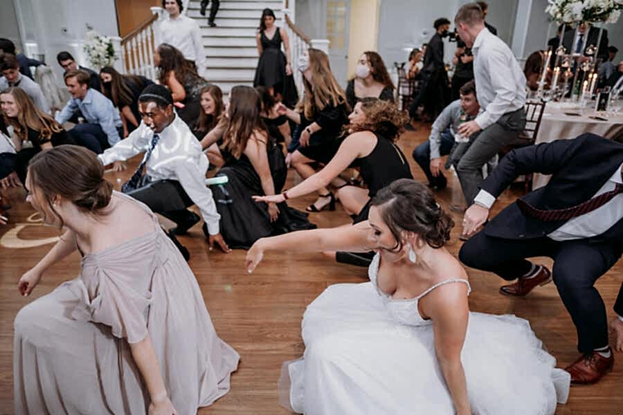 The bride dances with her wedding guests during the reception at Kendall Point.