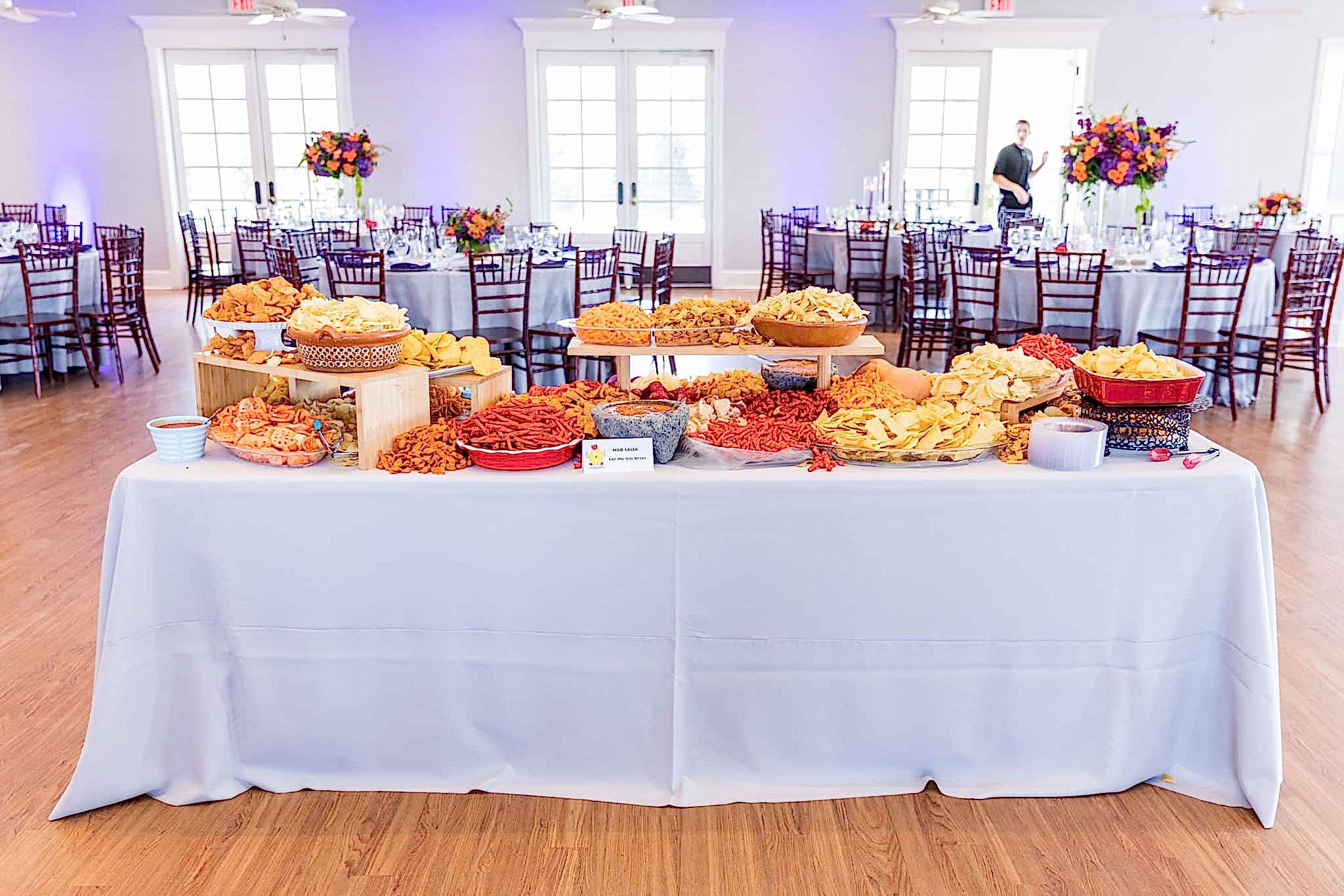 Extensive nacho bar at Kendall Point wedding venue