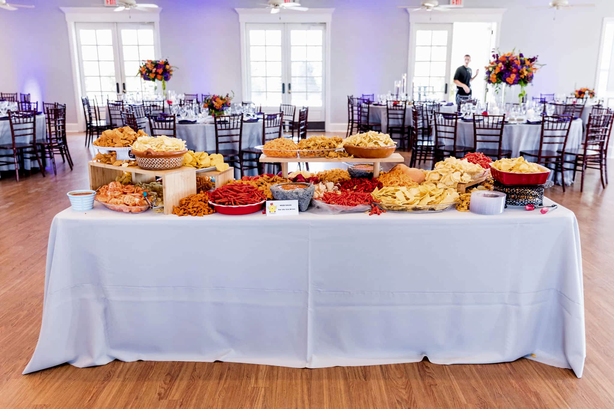 chips and salsa bar at wedding reception