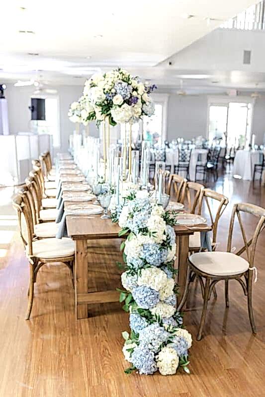 cascading wedding floral arrangement