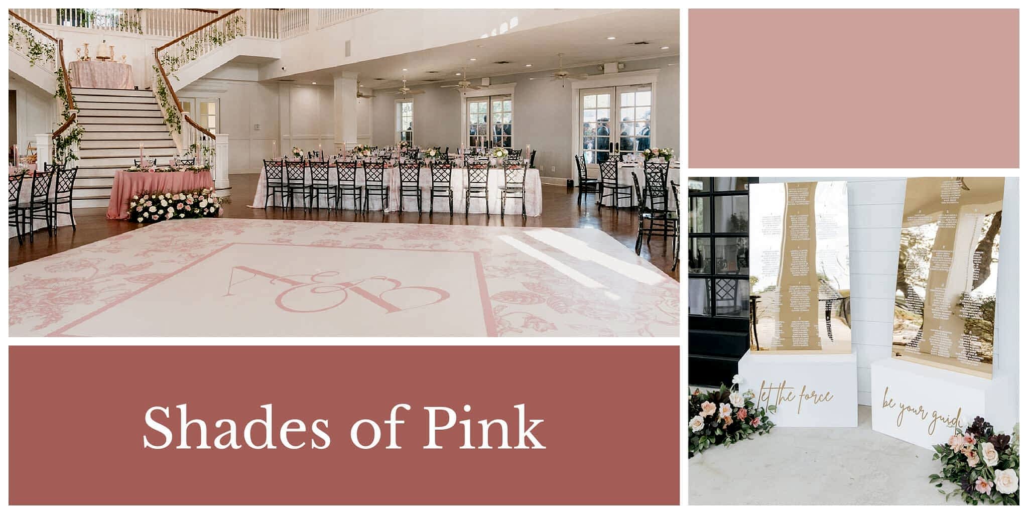 Wedding color palette in shades of pink