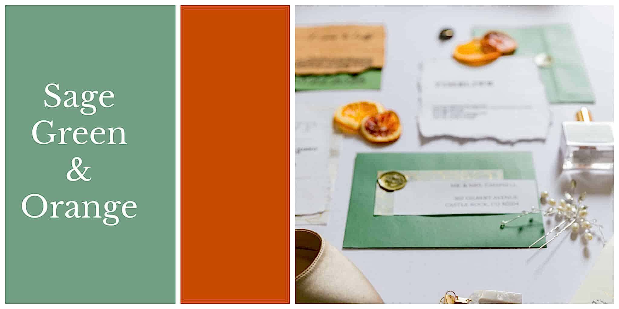 Sage green and orange wedding colors