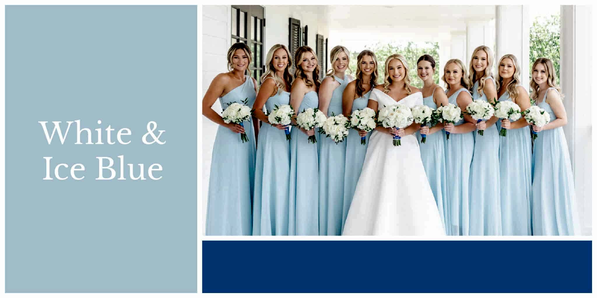 White and ice blue wedding color palette